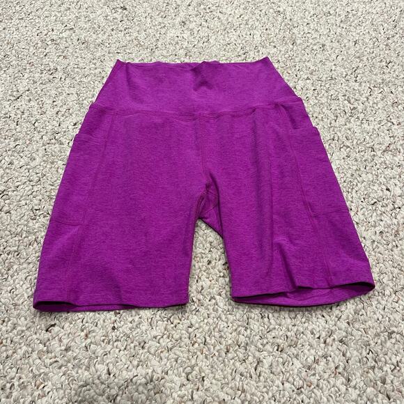 Beyond Yoga Spacedye Keep Pace 7" Biker Short Sz M Purple Active Workout - Picture 1 of 5